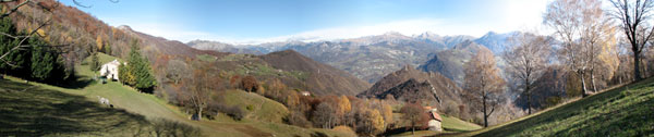 Dal Roccolo dello Spadì vista verso Sussia, il Ronco-Molinasco e i monti dell'Alta Val Brembana- 7 nov. 07