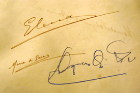 Autografo della regina Elena e principessa Maria di Savoia - agosto 1929 - Registro degli Ospiti